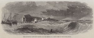 Das Rettungsboot von Southwold auf dem Weg zur Rettung einer Schiffsbesatzung auf der äußeren Sandbank